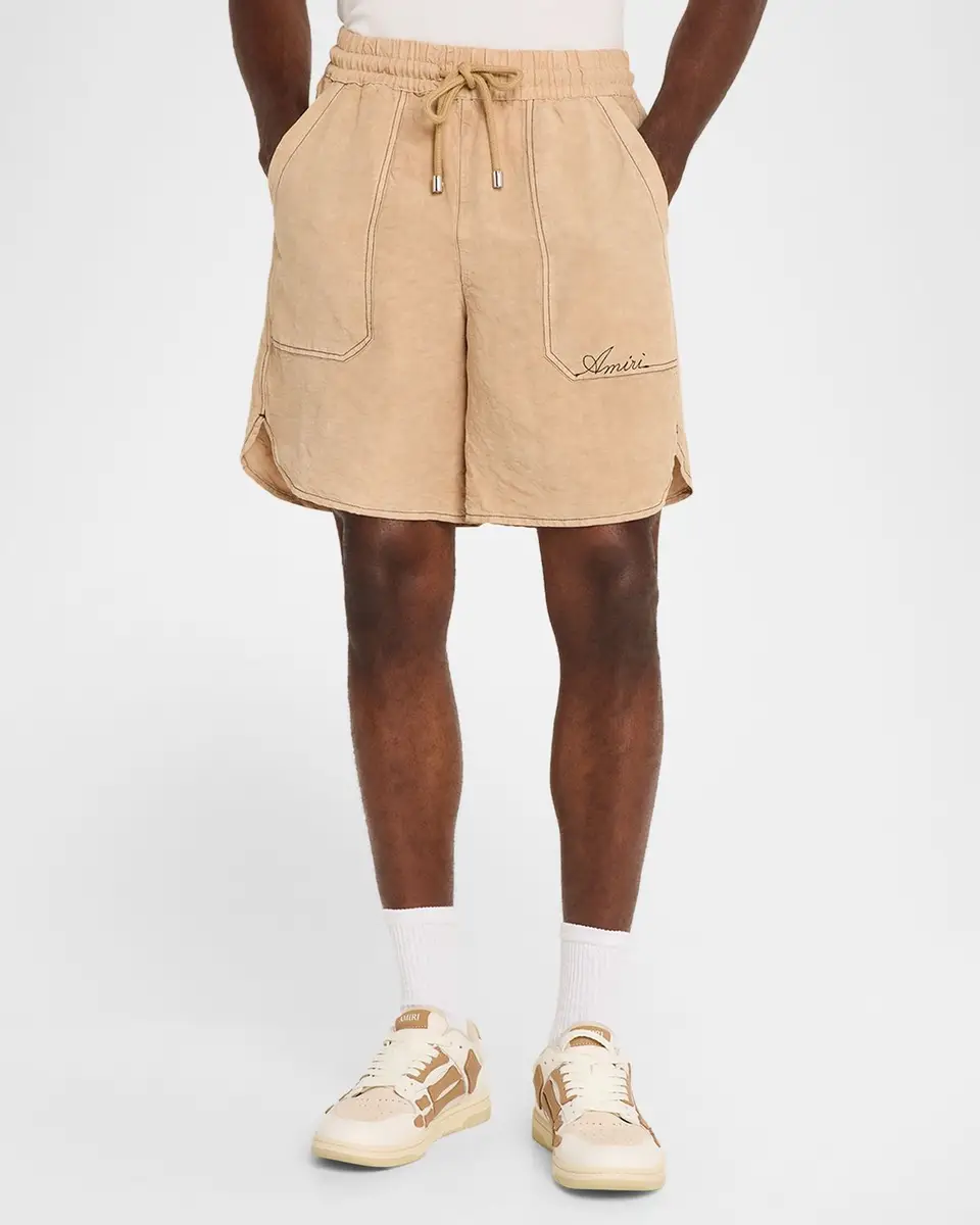 AMIRI Men's Linen Script Drawstring Shorts | Thumbnail 4 AMIRI Men's Linen Script Drawstring Shorts | Thumbnail 4