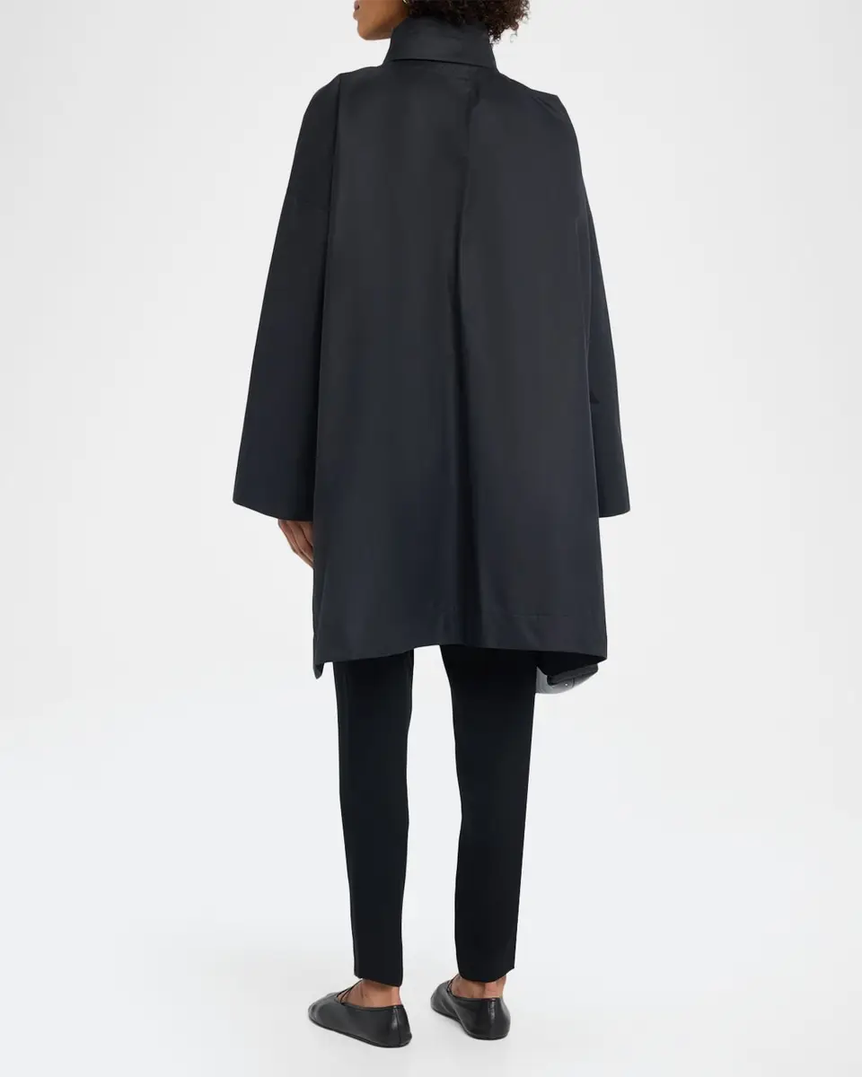 Eskandar Smaller Front Larger Back High Neck Raincoat With Button Away Hood - Long Plus Length | Thumbnail 3 Eskandar Smaller Front Larger Back High Neck Raincoat With Button Away Hood - Long Plus Length | Thumbnail 3