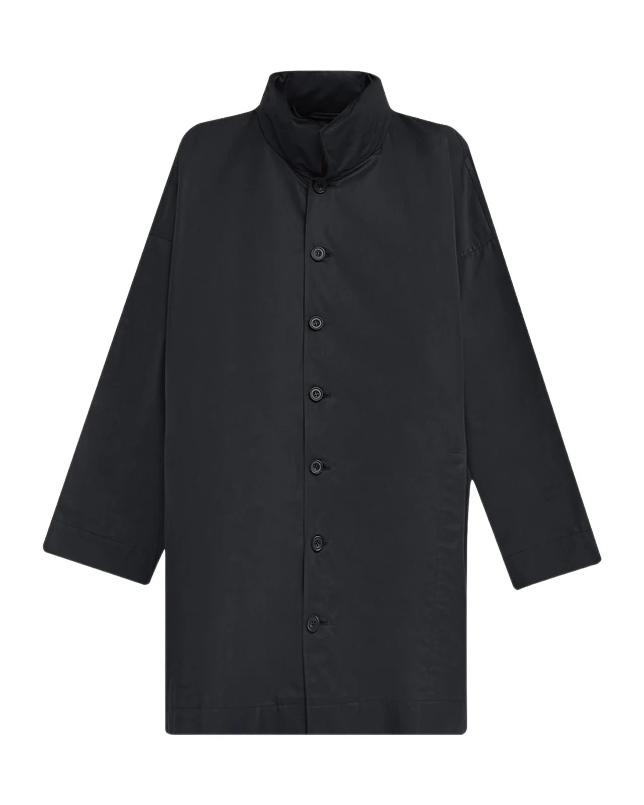 Eskandar Smaller Front Larger Back High Neck Raincoat With Button Away Hood - Long Plus Length