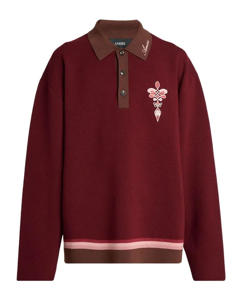 AMIRI Men's Lasso Knit Oversized Polo Sweater | Image 1 AMIRI Men's Lasso Knit Oversized Polo Sweater | Image 1
