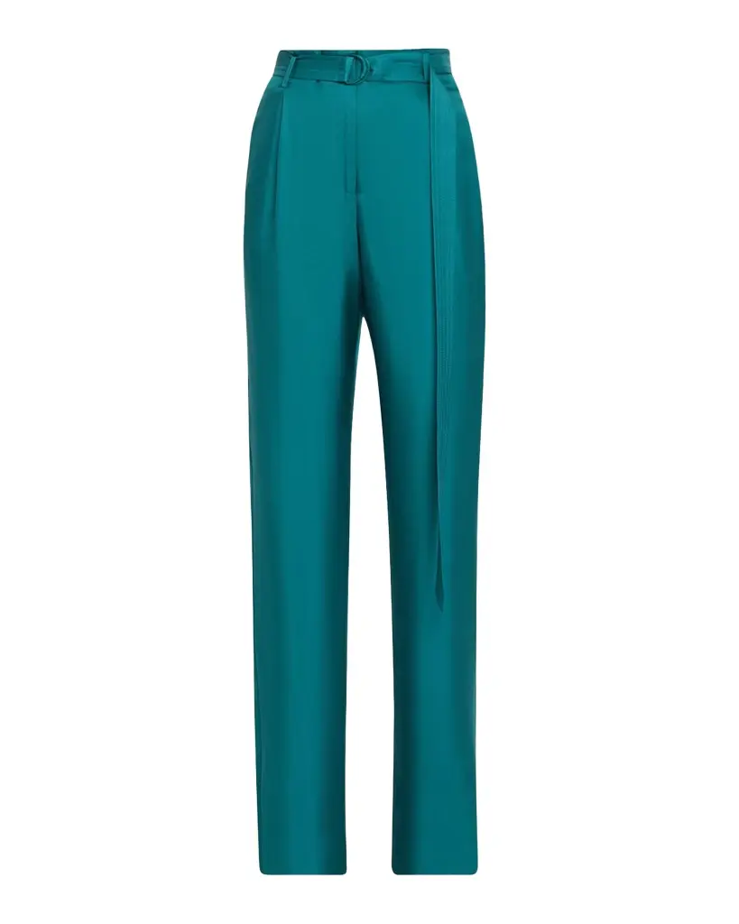 LAPOINTE Belted Silk Pleated Straight-Leg Trousers | Image 1 LAPOINTE Belted Silk Pleated Straight-Leg Trousers | Image 1