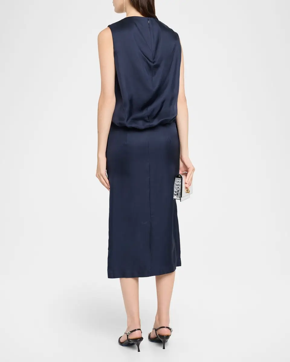 Loulou de Saison Izia Draped Cape Silk Midi Dress | Thumbnail 3 Loulou de Saison Izia Draped Cape Silk Midi Dress | Thumbnail 3