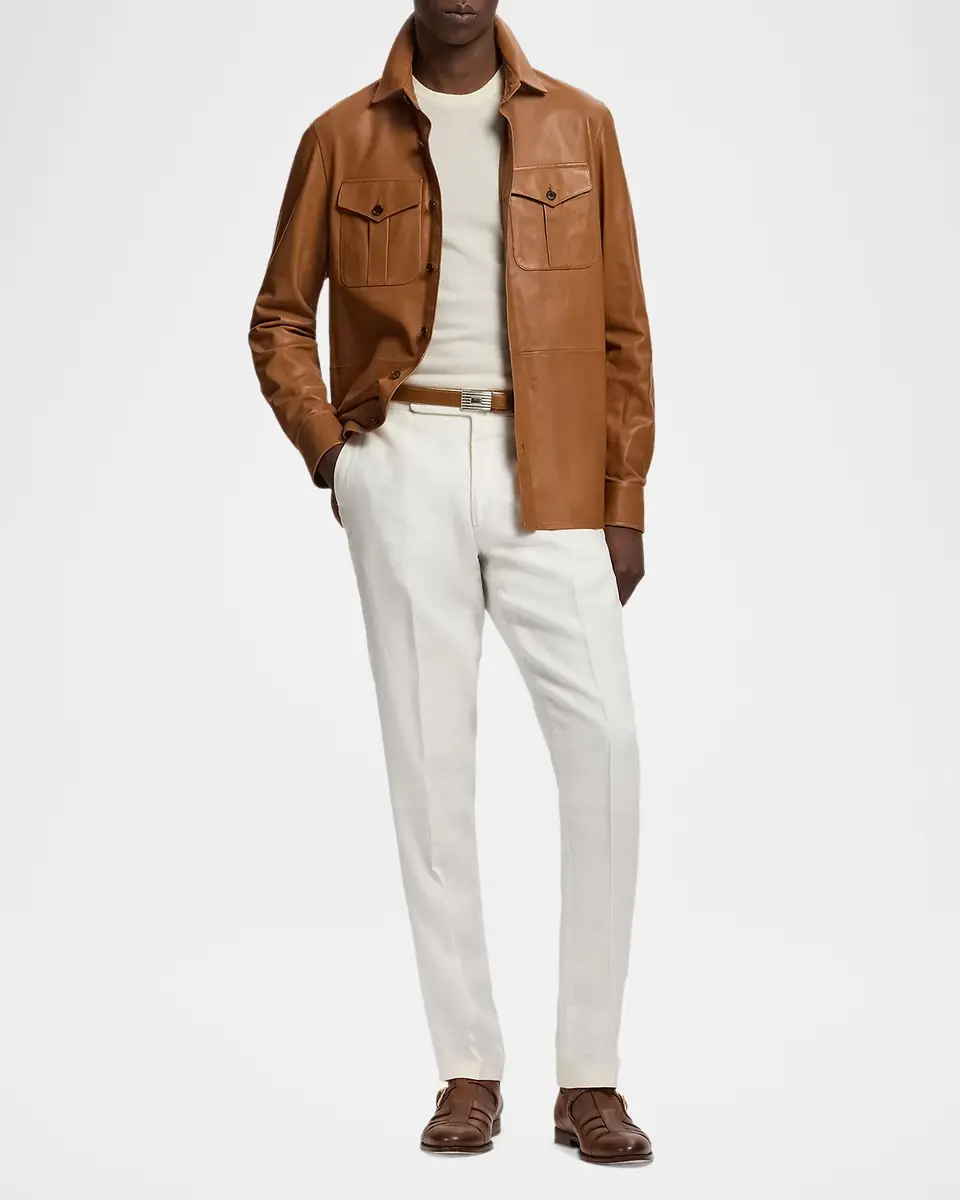 Ralph Lauren Purple Label Men's Leather Overshirt | Thumbnail 2