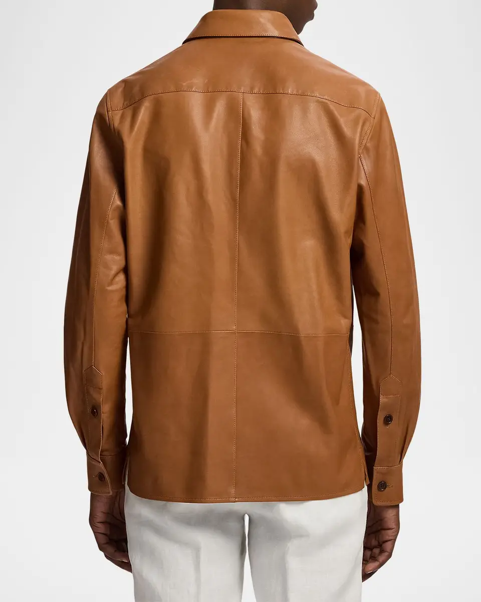 Ralph Lauren Purple Label Men's Leather Overshirt | Thumbnail 3