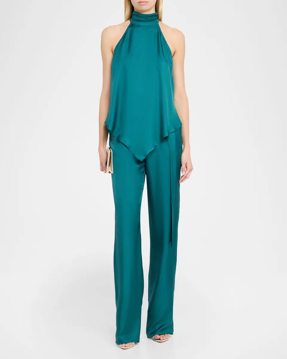 Lapointe Lightweight Silk Pointed Halter Top | Thumbnail 2 Lapointe Lightweight Silk Pointed Halter Top | Thumbnail 2