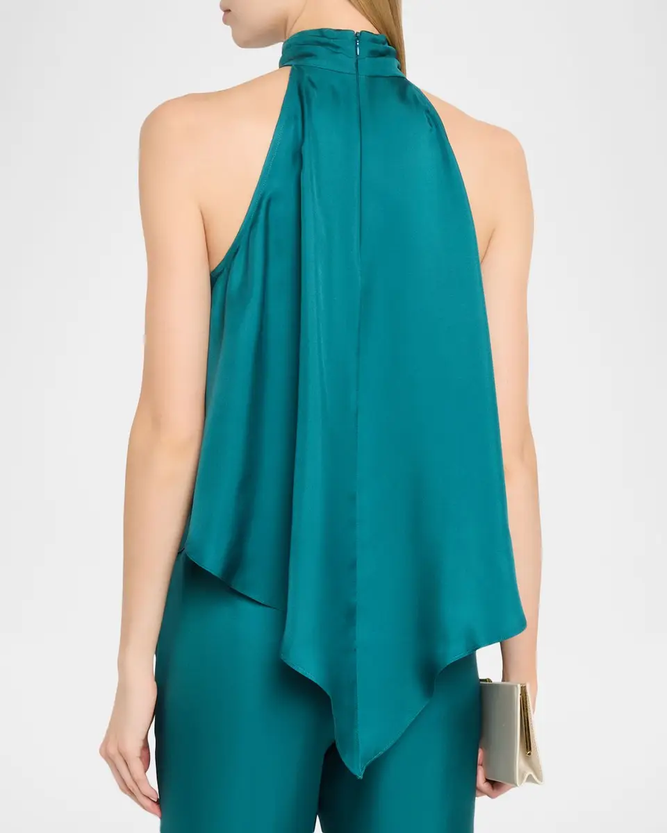 Lapointe Lightweight Silk Pointed Halter Top | Thumbnail 3 Lapointe Lightweight Silk Pointed Halter Top | Thumbnail 3