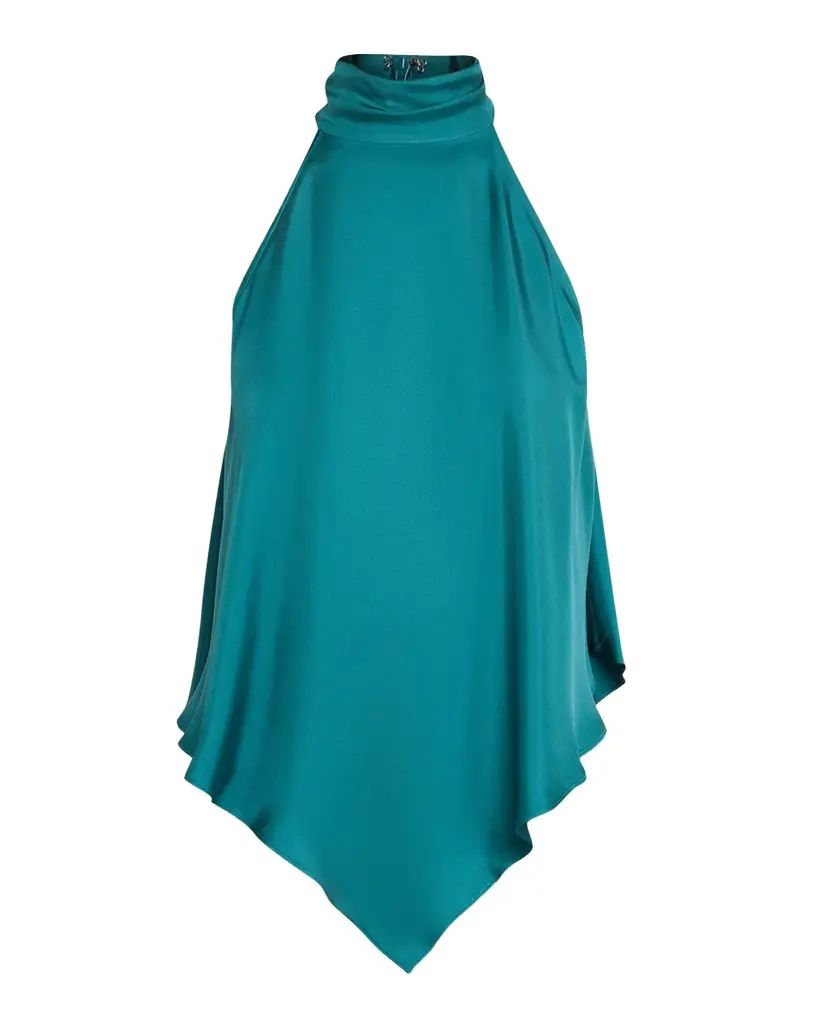 LAPOINTE Lightweight Silk Pointed Halter Top | Image 1 LAPOINTE Lightweight Silk Pointed Halter Top | Image 1