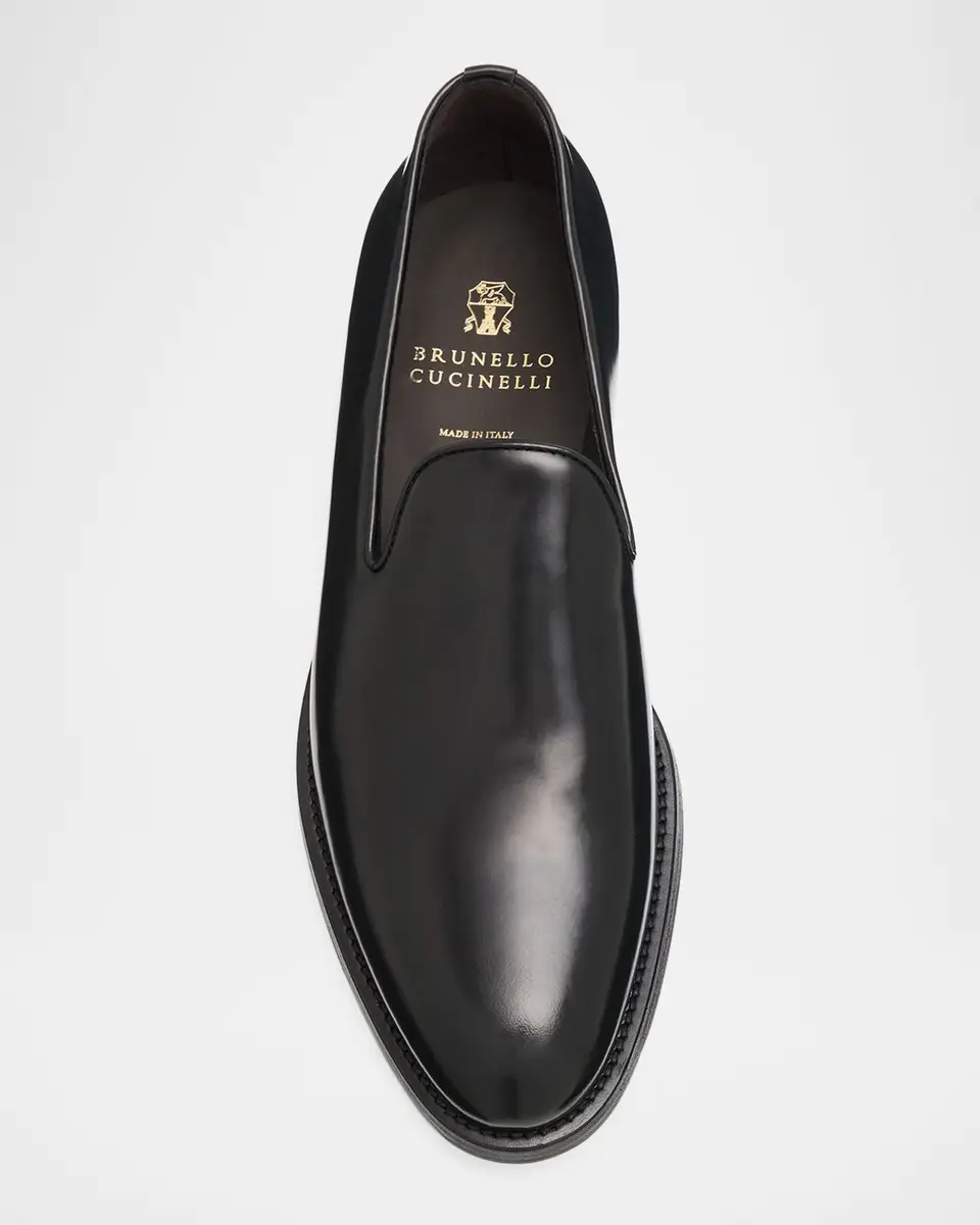 Brunello Cucinelli Men's Leather Venetian Loafers | Thumbnail 6
