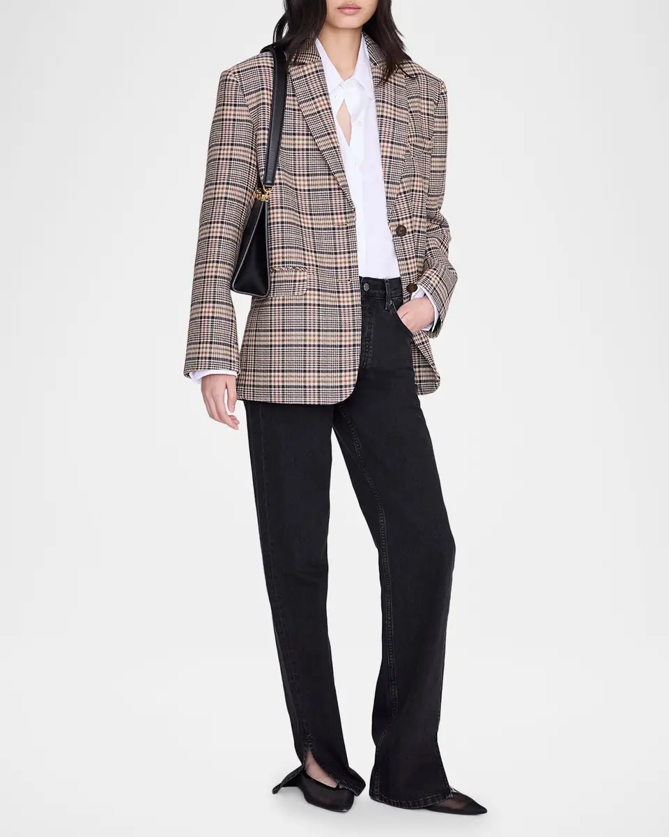 Anine Bing Quinn Check Single-Breasted Blazer | Thumbnail 2 Anine Bing Quinn Check Single-Breasted Blazer | Thumbnail 2