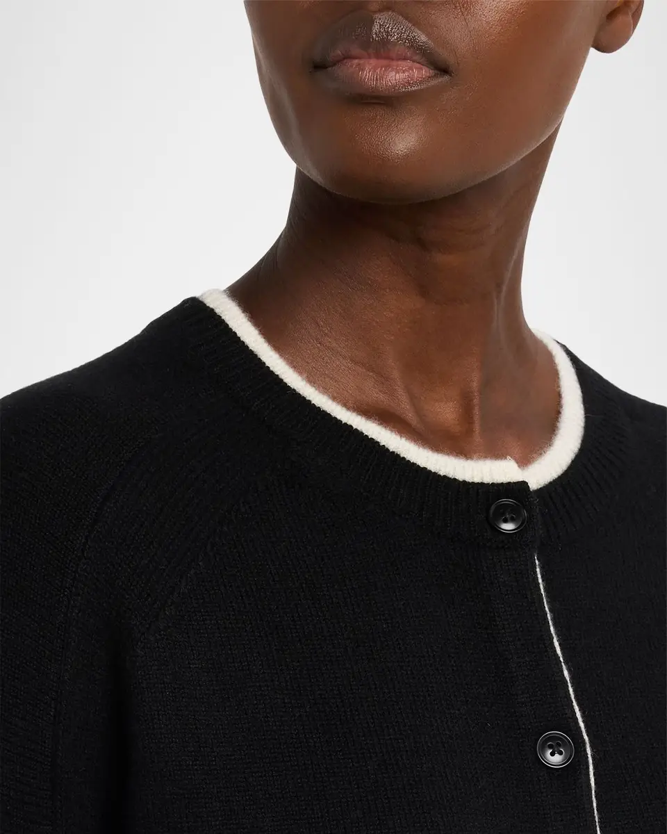 Loulou de Saison Nicola Contrast Crewneck Cashmere Cardigan | Thumbnail 5 Loulou de Saison Nicola Contrast Crewneck Cashmere Cardigan | Thumbnail 5