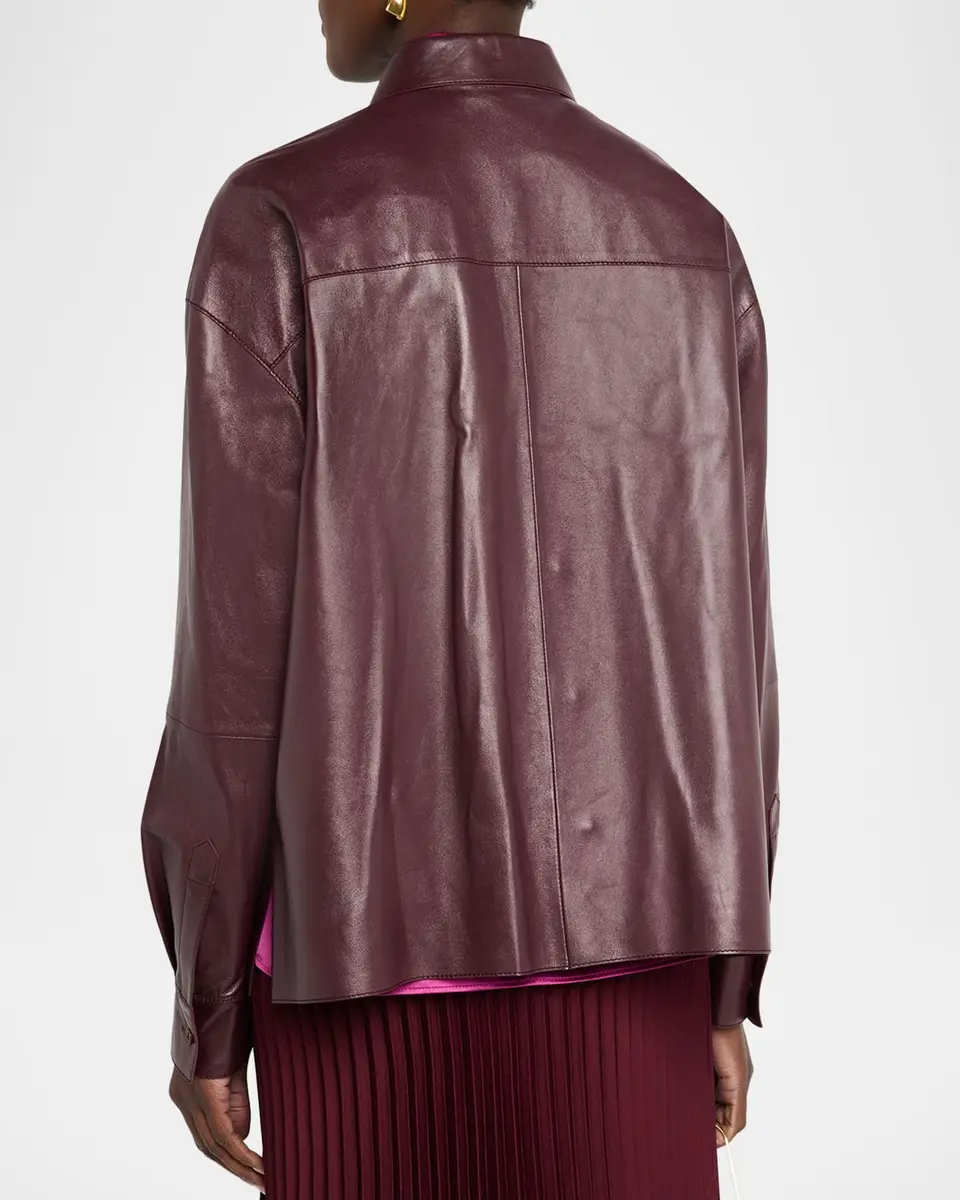 Lafayette 148 New York Oversized Cropped Nappa Leather Shirt | Thumbnail 3 Lafayette 148 New York Oversized Cropped Nappa Leather Shirt | Thumbnail 3