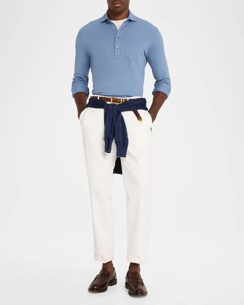 Ralph Lauren Purple Label Men's Washed Piqué Polo Shirt | Thumbnail 2 Ralph Lauren Purple Label Men's Washed Piqué Polo Shirt | Thumbnail 2