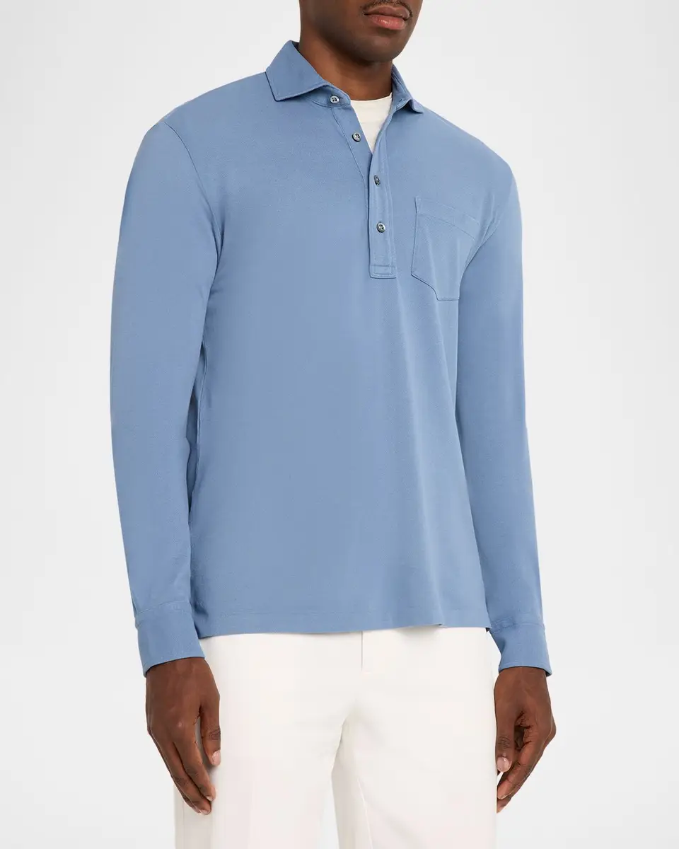 Ralph Lauren Purple Label Men's Washed Piqué Polo Shirt | Thumbnail 4 Ralph Lauren Purple Label Men's Washed Piqué Polo Shirt | Thumbnail 4