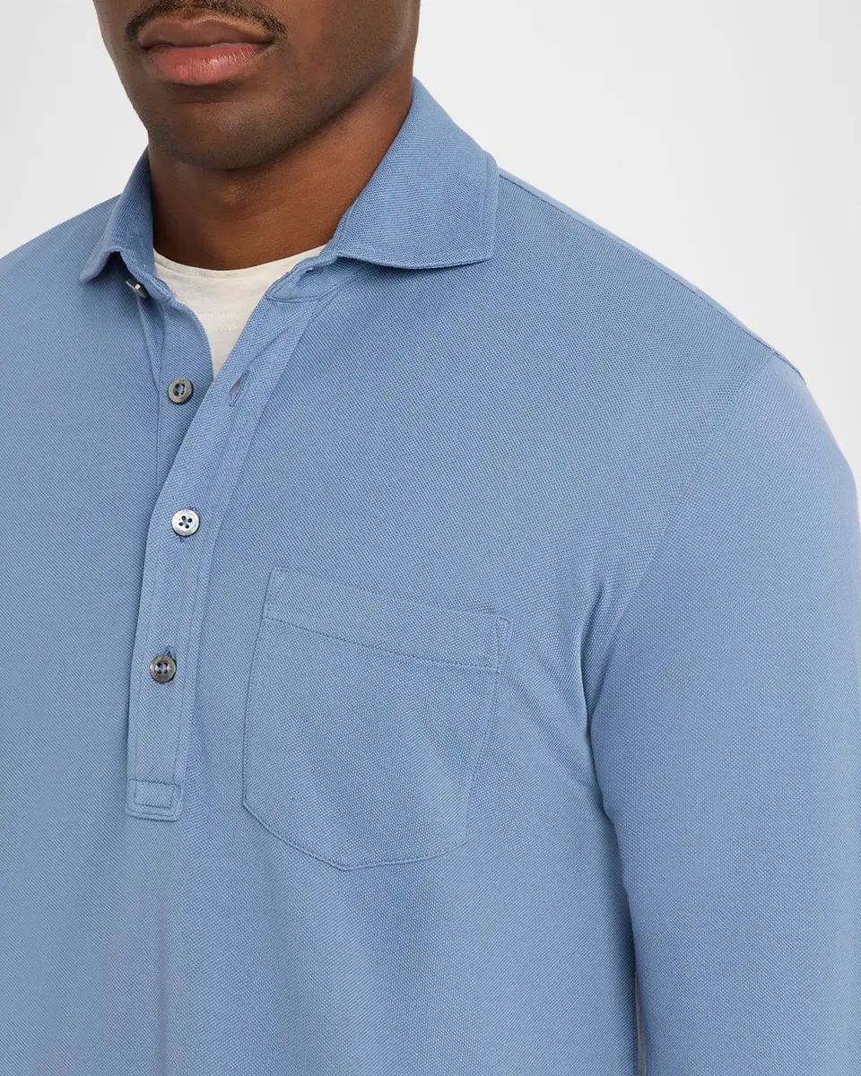 Ralph Lauren Purple Label Men's Washed Piqué Polo Shirt | Thumbnail 5 Ralph Lauren Purple Label Men's Washed Piqué Polo Shirt | Thumbnail 5