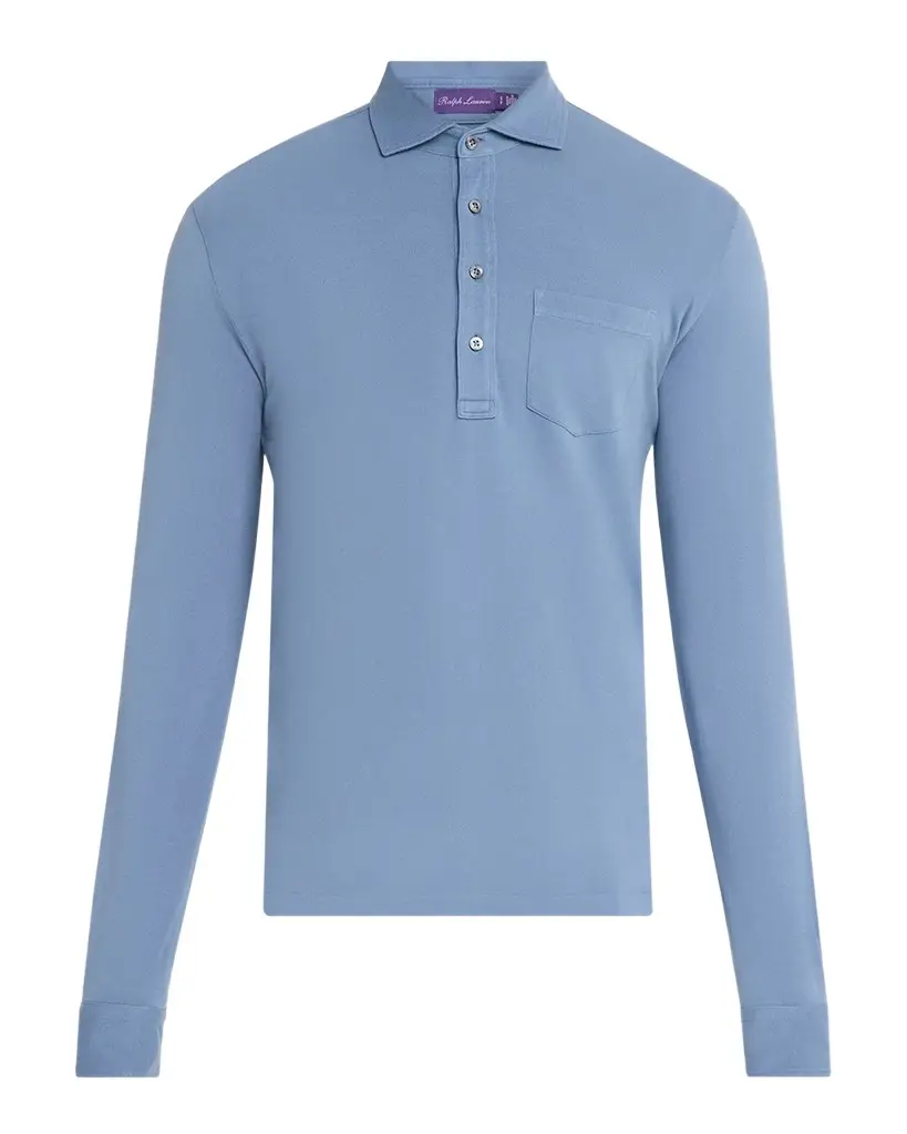 Ralph Lauren Purple Label Men's Cashmere and Silk Long-Sleeve Polo Shirt | Image 1 Ralph Lauren Purple Label Men's Cashmere and Silk Long-Sleeve Polo Shirt | Image 1