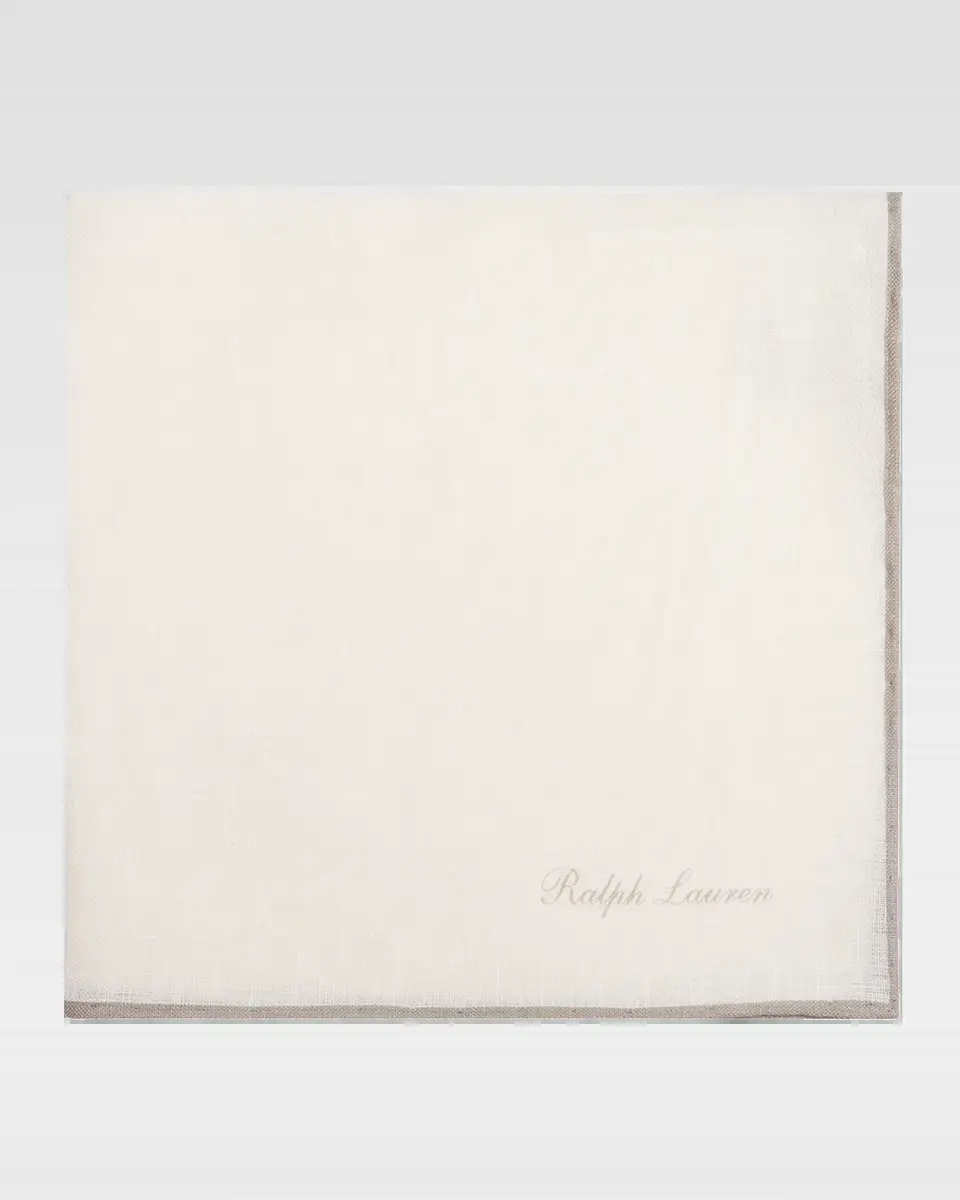 Ralph Lauren Purple Label Men's Tipped Linen Pocket Square | Thumbnail 2