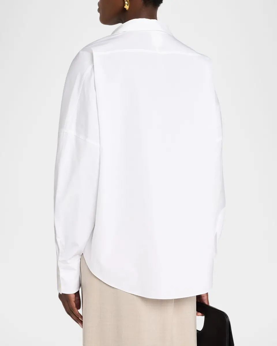 Lafayette 148 New York Oversized Draped Twist-Front Poplin Shirt | Thumbnail 3 Lafayette 148 New York Oversized Draped Twist-Front Poplin Shirt | Thumbnail 3