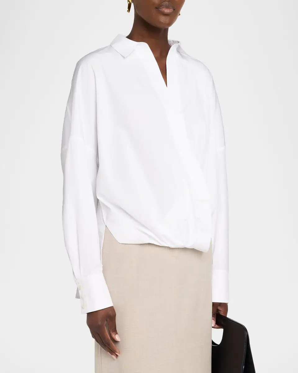 Lafayette 148 New York Oversized Draped Twist-Front Poplin Shirt | Thumbnail 4 Lafayette 148 New York Oversized Draped Twist-Front Poplin Shirt | Thumbnail 4