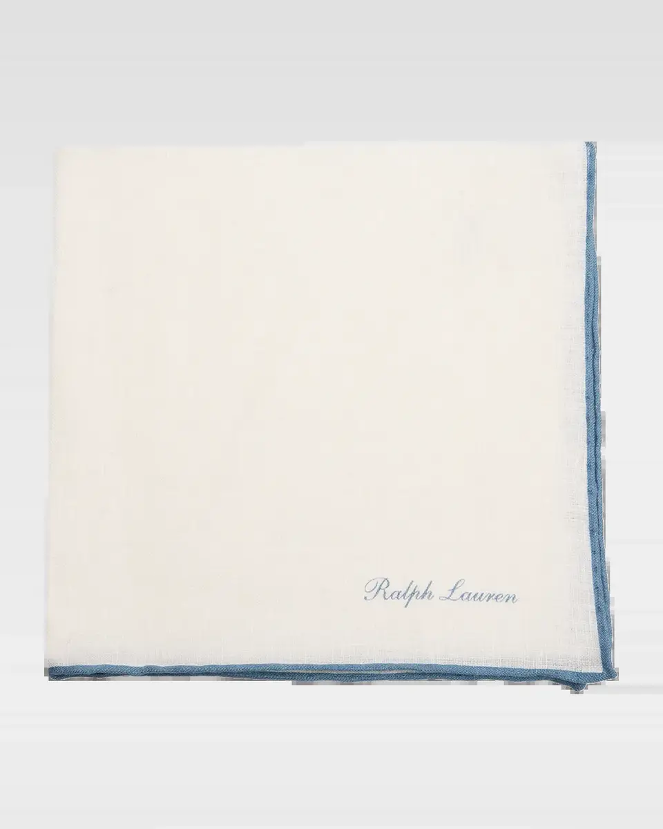 Ralph Lauren Purple Label Men's Tipped Linen Pocket Square | Thumbnail 2