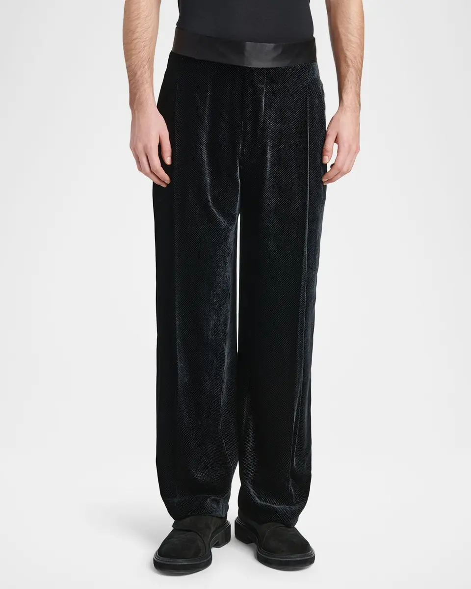 Giorgio Armani Men's Dot-Effect Tapered Pants | Thumbnail 4 Giorgio Armani Men's Dot-Effect Tapered Pants | Thumbnail 4