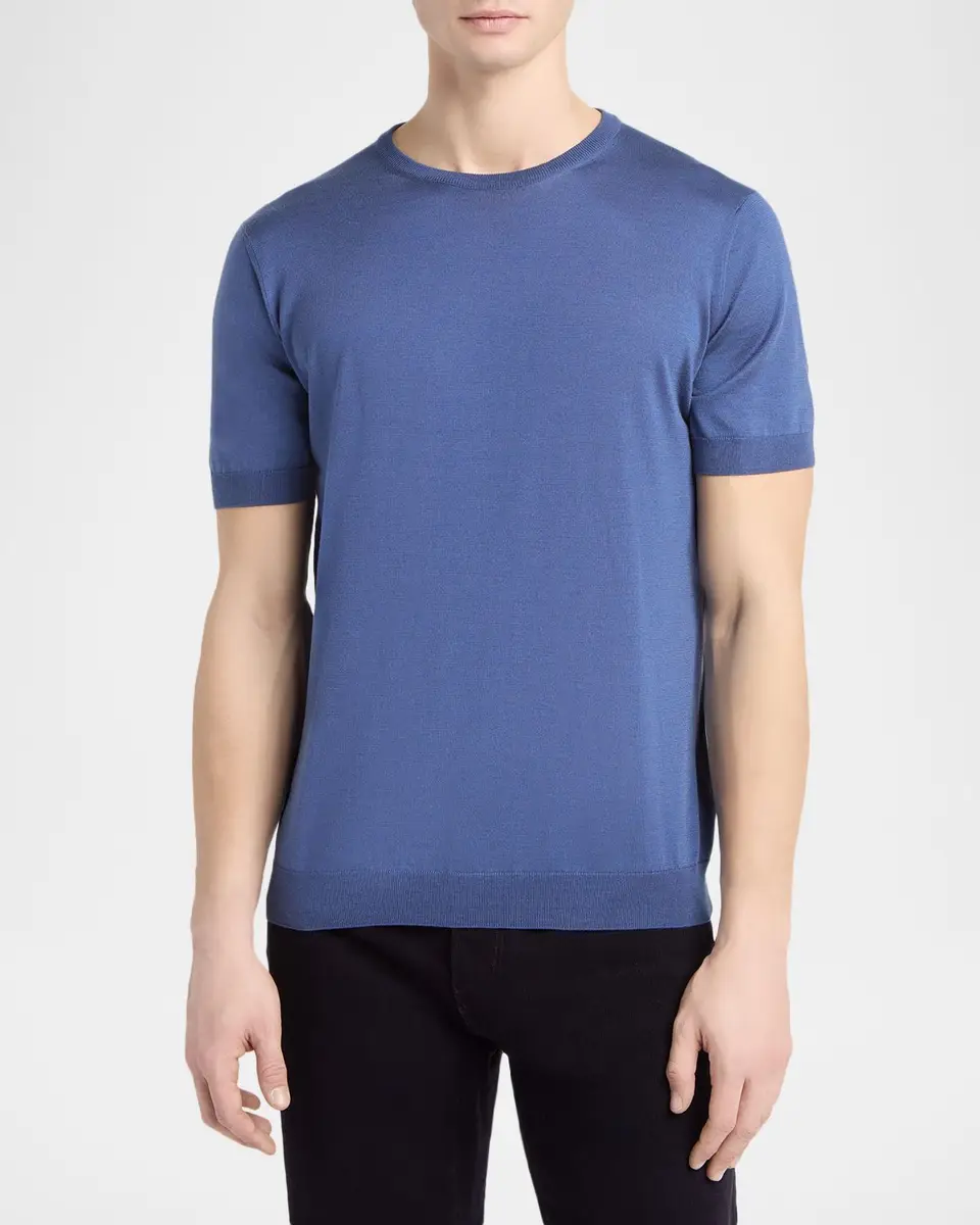 Giorgio Armani Men's Silk & Cotton T-Shirt | Thumbnail 4 Giorgio Armani Men's Silk & Cotton T-Shirt | Thumbnail 4