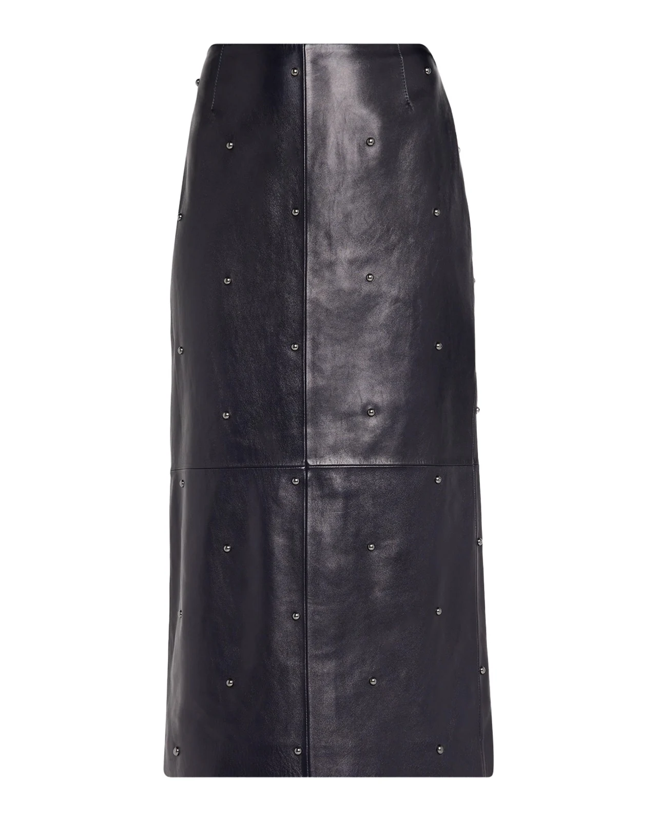 Dotted Nappa Leather Midi Pencil Skirt