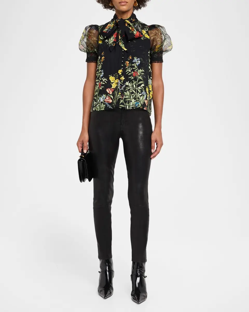 Alice + Olivia Brentley Tie-Neck Floral Blouse | Thumbnail 2