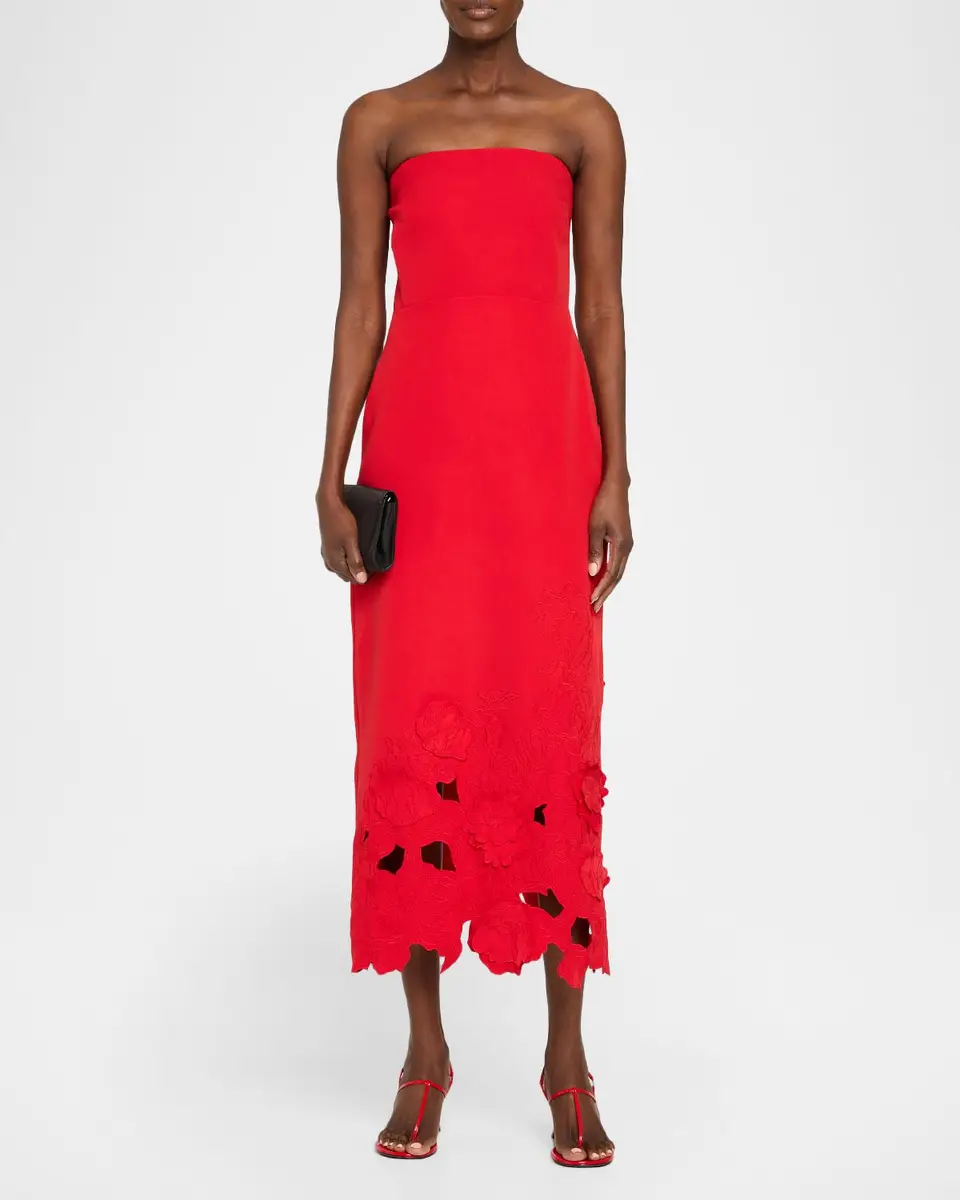 As It May Maelle Strapless Floral Applique Midi Dress | Thumbnail 2 As It May Maelle Strapless Floral Applique Midi Dress | Thumbnail 2