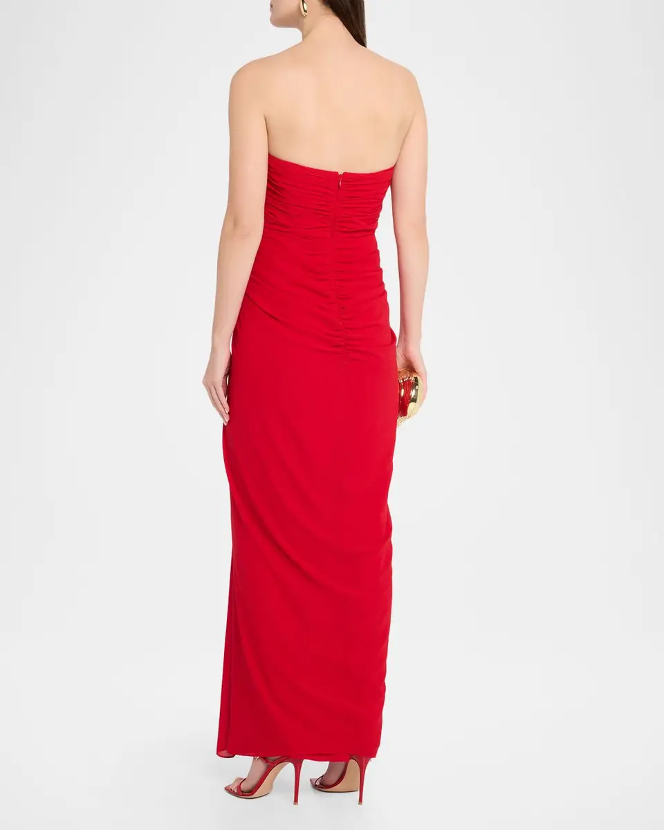 BADGLEY MISCHKA Pleated Ruffled Chiffon Column Gown | Thumbnail 3 BADGLEY MISCHKA Pleated Ruffled Chiffon Column Gown | Thumbnail 3