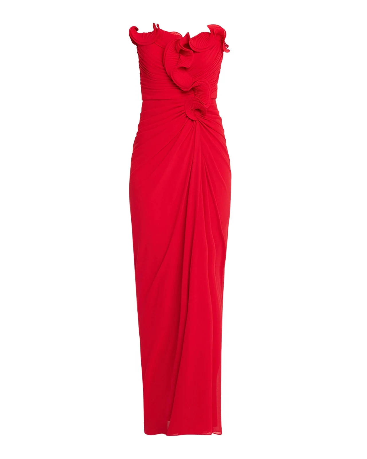 Pleated Ruffled Chiffon Column Gown Pleated Ruffled Chiffon Column Gown