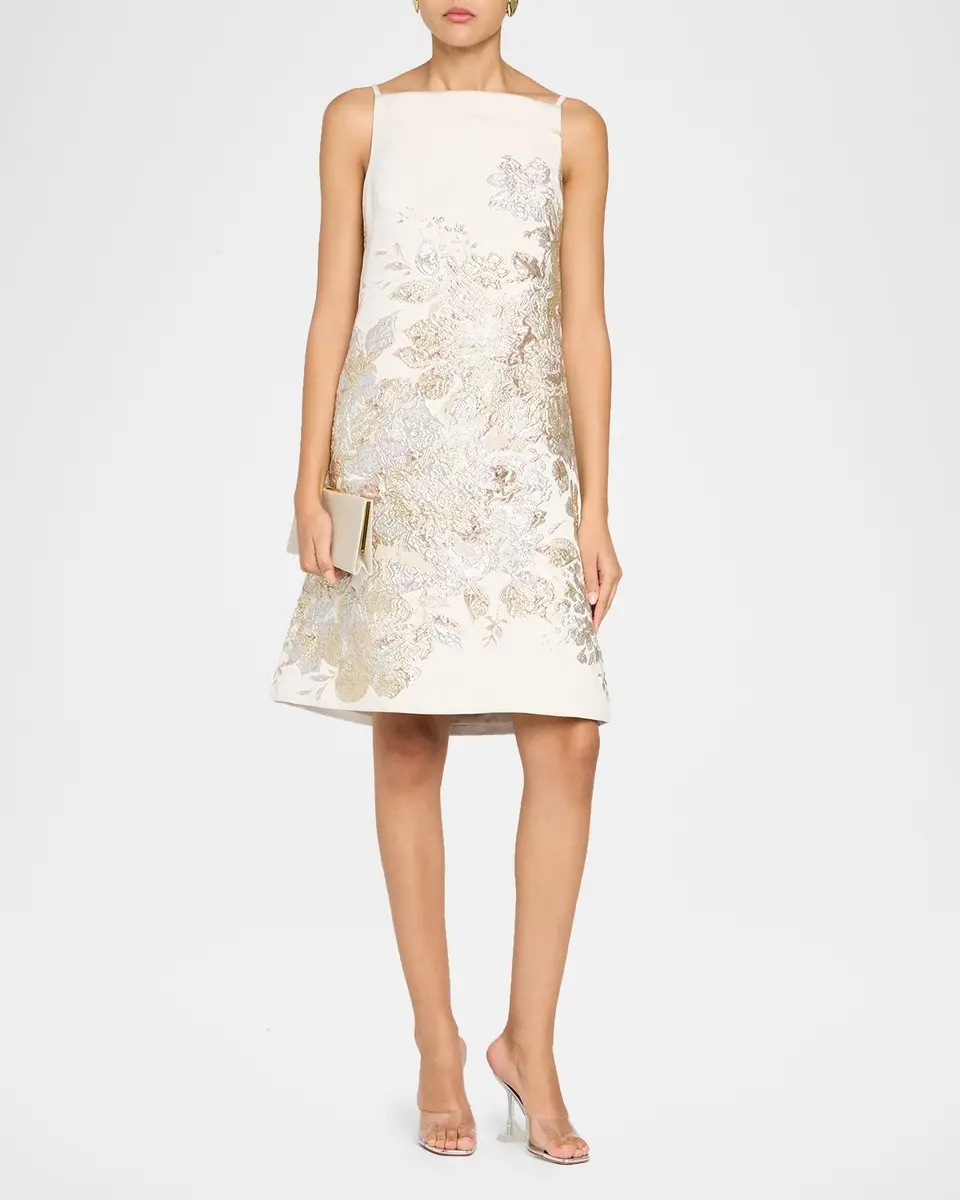 Rickie Freeman for Teri Jon Metallic Floral Jacquard Mini Shift Dress | Thumbnail 2 Rickie Freeman for Teri Jon Metallic Floral Jacquard Mini Shift Dress | Thumbnail 2
