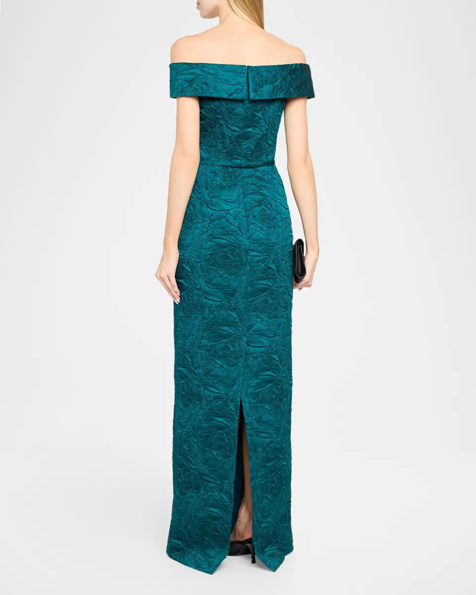 Rickie Freeman for Teri Jon Off-Shoulder Jacquard Column Gown | Thumbnail 3 Rickie Freeman for Teri Jon Off-Shoulder Jacquard Column Gown | Thumbnail 3