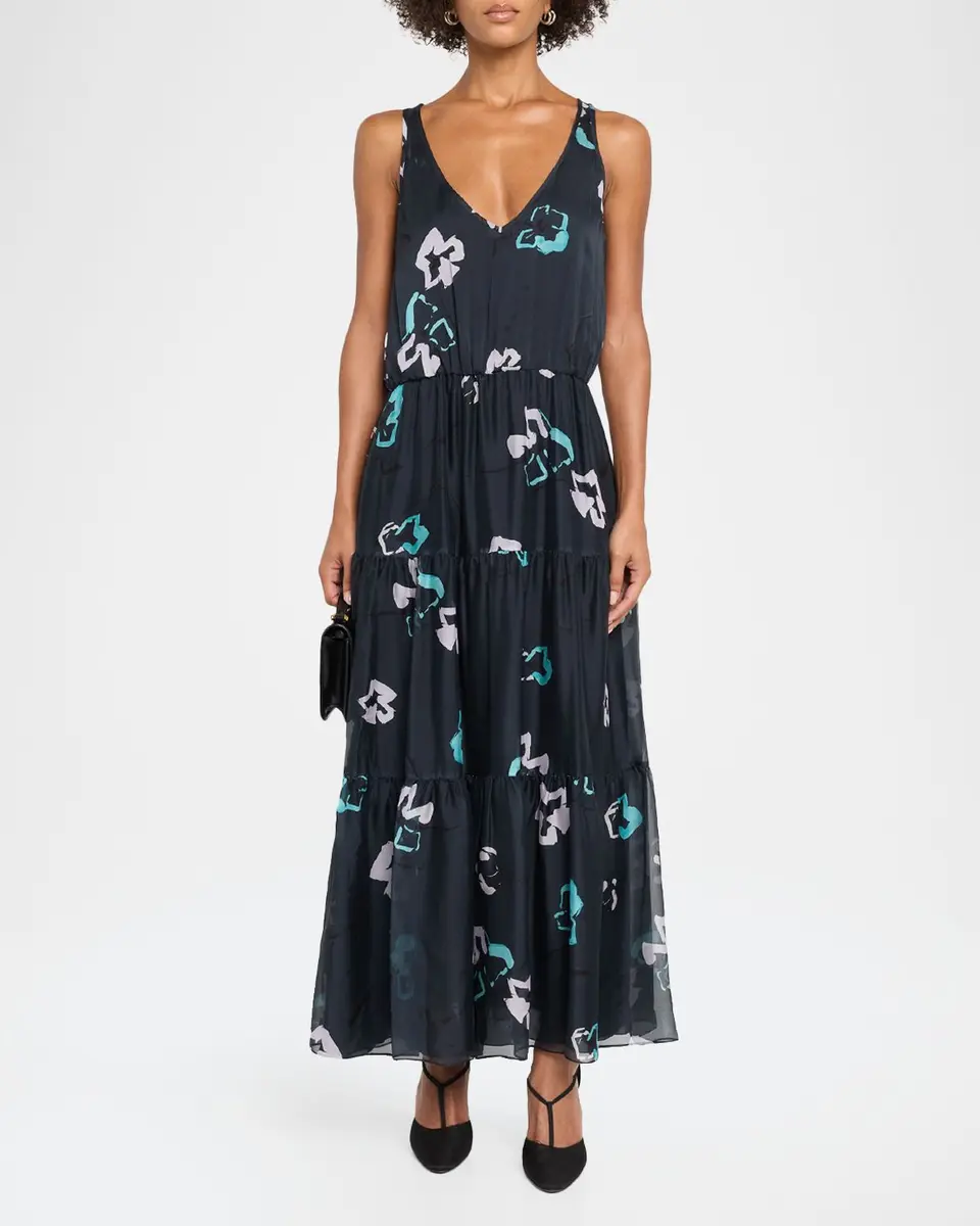 Emporio Armani Sleeveless Tiered Floral-Print Maxi Dress | Thumbnail 2 Emporio Armani Sleeveless Tiered Floral-Print Maxi Dress | Thumbnail 2