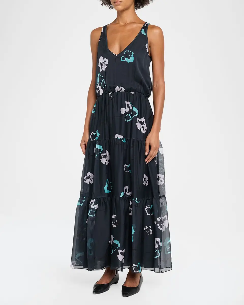 Emporio Armani Sleeveless Tiered Floral-Print Maxi Dress | Thumbnail 4 Emporio Armani Sleeveless Tiered Floral-Print Maxi Dress | Thumbnail 4