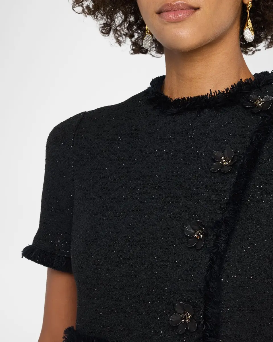 Rickie Freeman for Teri Jon Fringed Floral Applique Tweed Dress | Thumbnail 5 Rickie Freeman for Teri Jon Fringed Floral Applique Tweed Dress | Thumbnail 5