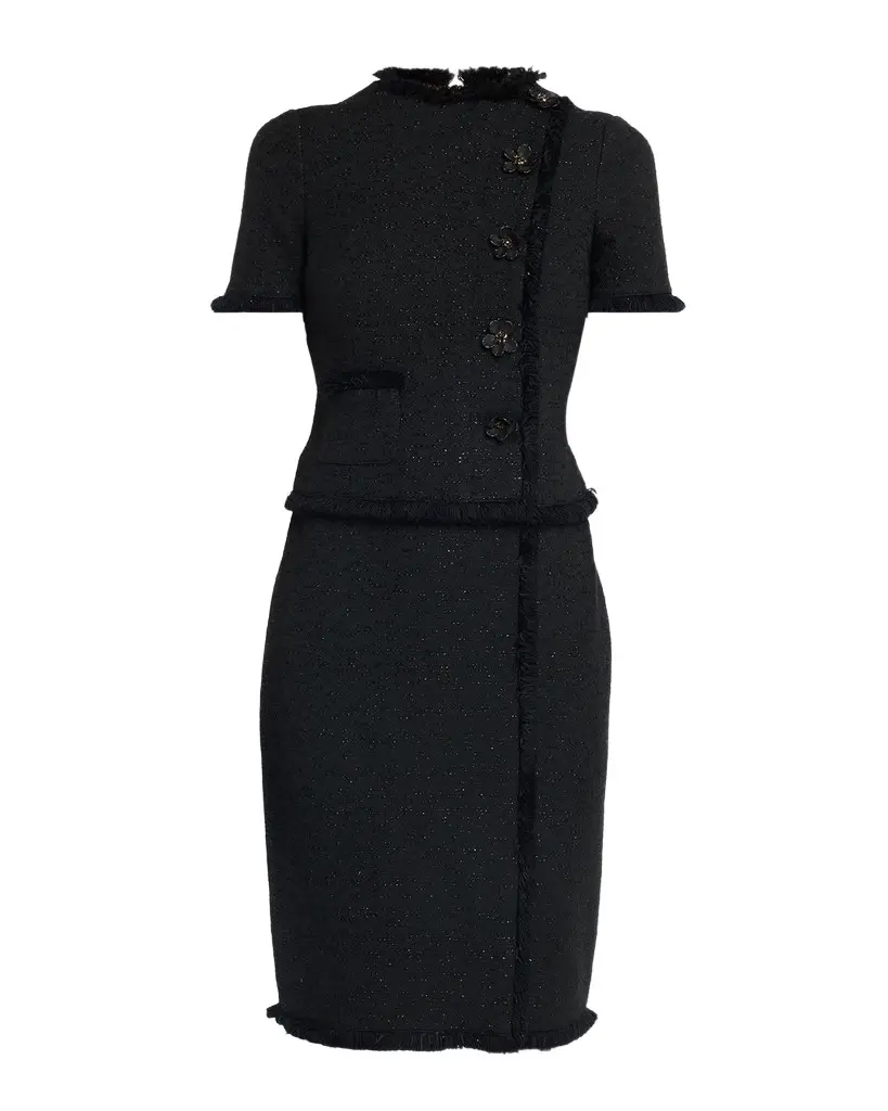 Rickie Freeman for Teri Jon Fringed Floral Applique Tweed Dress | Image 1 Rickie Freeman for Teri Jon Fringed Floral Applique Tweed Dress | Image 1