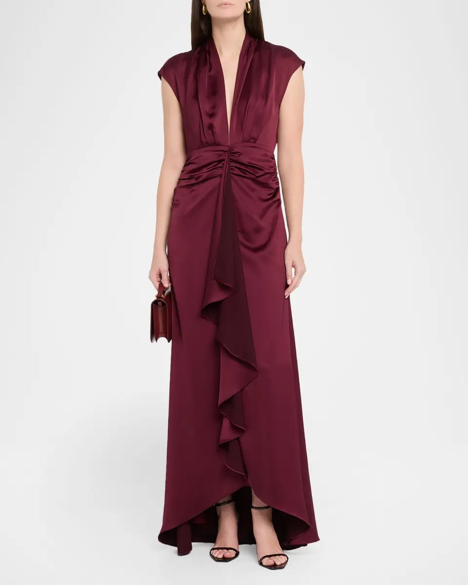 Ramy Brook Catrin Draped Deep V-Neck Gown | Thumbnail 2 Ramy Brook Catrin Draped Deep V-Neck Gown | Thumbnail 2