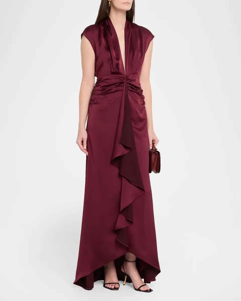 Ramy Brook Catrin Draped Deep V-Neck Gown | Thumbnail 4 Ramy Brook Catrin Draped Deep V-Neck Gown | Thumbnail 4