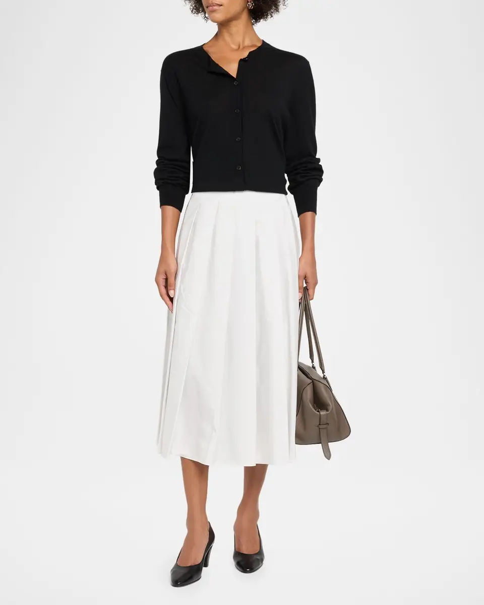 The Row Barta Pleated Cotton Poplin Midi Skirt | Thumbnail 2 The Row Barta Pleated Cotton Poplin Midi Skirt | Thumbnail 2