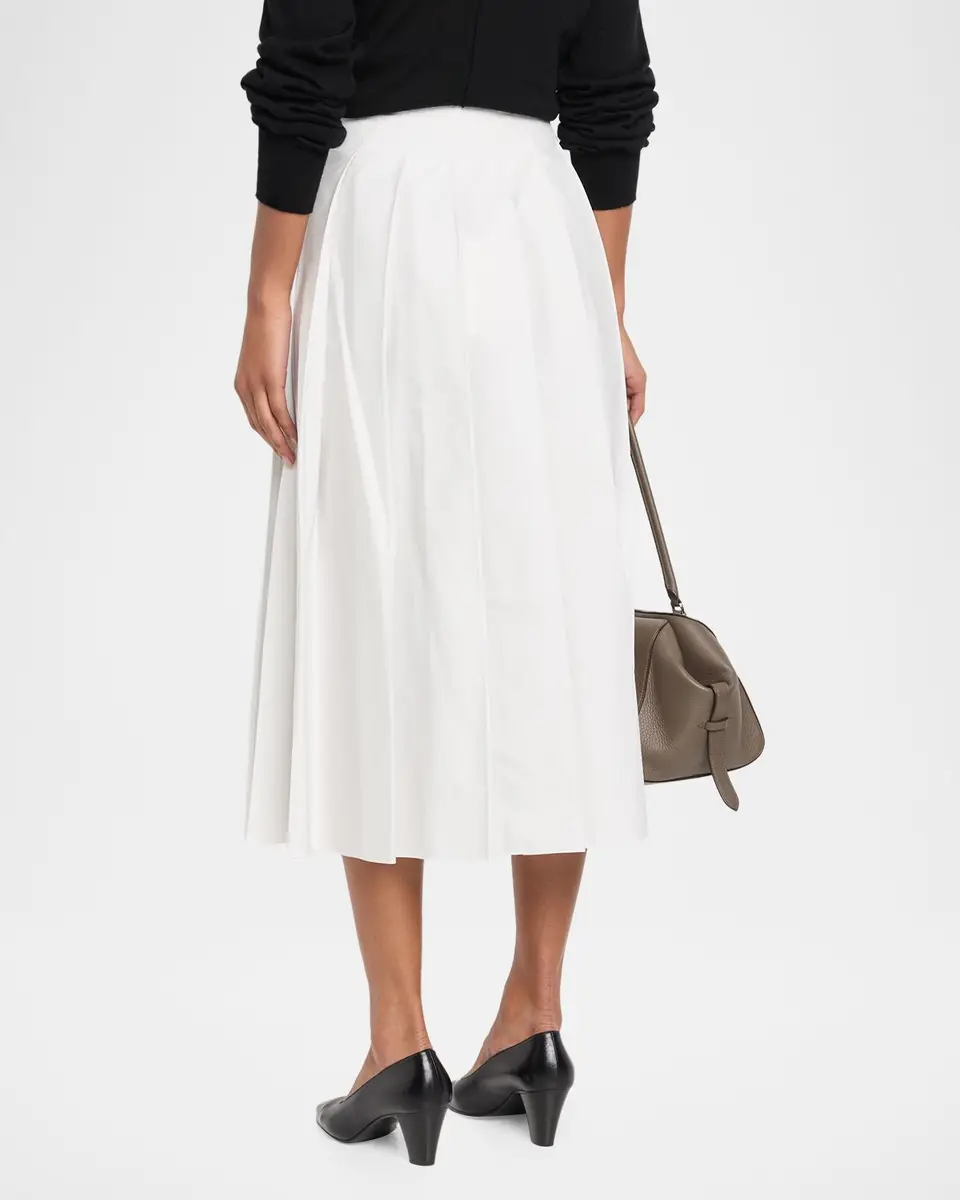 The Row Barta Pleated Cotton Poplin Midi Skirt | Thumbnail 3 The Row Barta Pleated Cotton Poplin Midi Skirt | Thumbnail 3