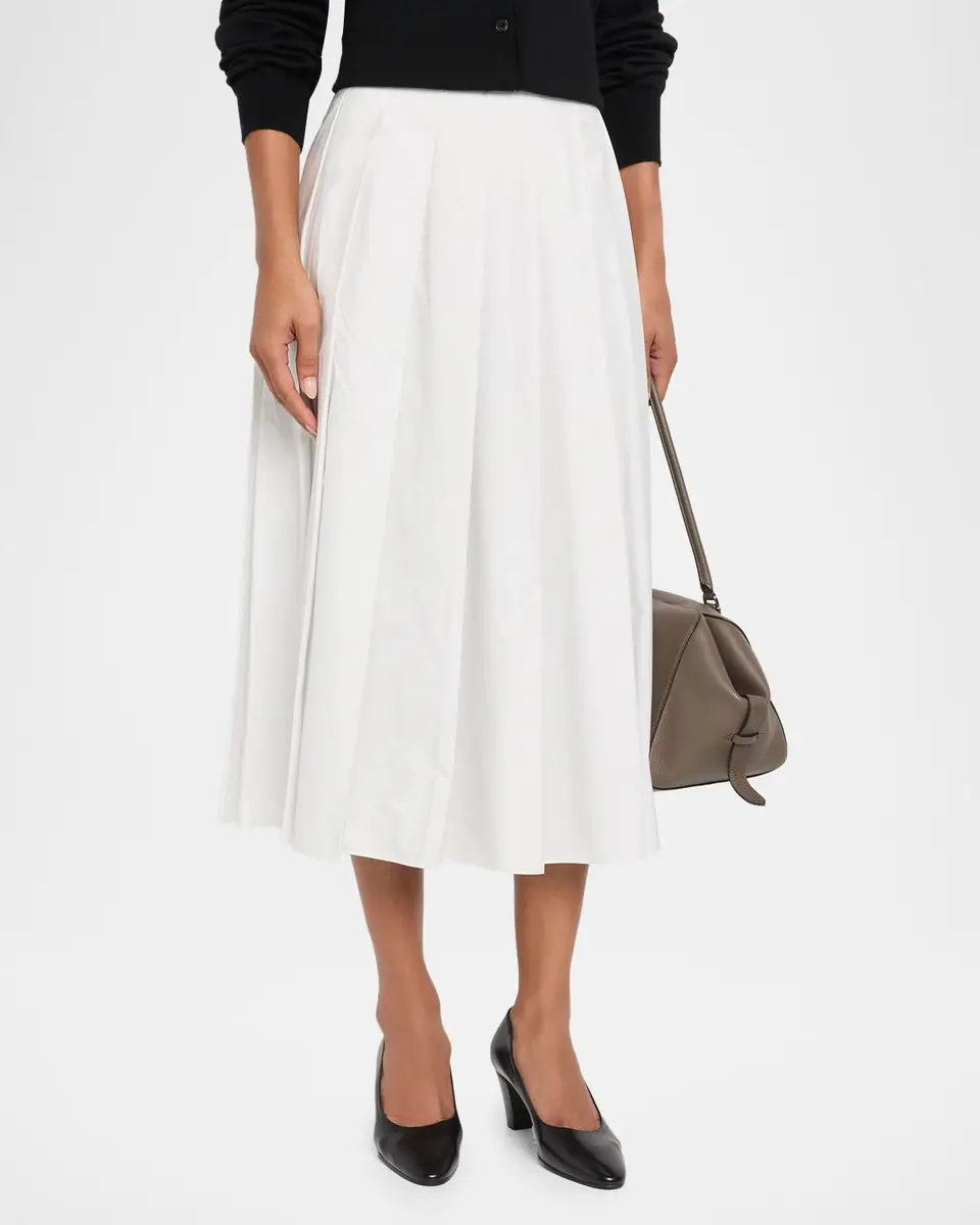 The Row Barta Pleated Cotton Poplin Midi Skirt | Thumbnail 4 The Row Barta Pleated Cotton Poplin Midi Skirt | Thumbnail 4