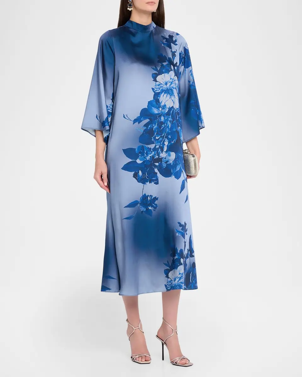 Rickie Freeman for Teri Jon Floral-Print Twill Midi Dress | Thumbnail 4 Rickie Freeman for Teri Jon Floral-Print Twill Midi Dress | Thumbnail 4