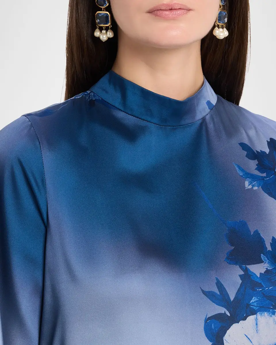 Rickie Freeman for Teri Jon Floral-Print Twill Midi Dress | Thumbnail 5 Rickie Freeman for Teri Jon Floral-Print Twill Midi Dress | Thumbnail 5