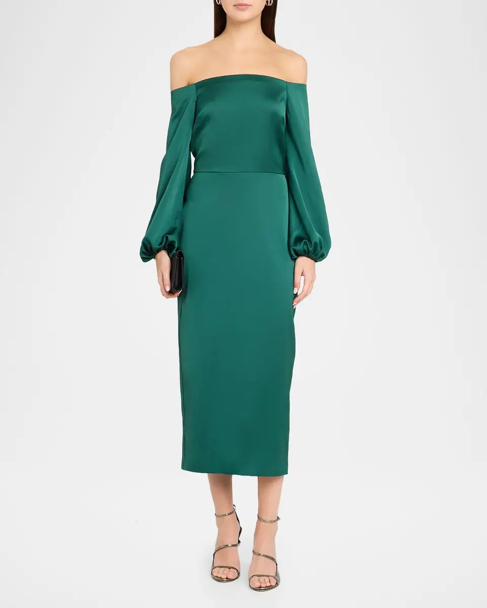 Ramy Brook Shiyan Off-Shoulder Stretch Satin Midi Dress | Thumbnail 2 Ramy Brook Shiyan Off-Shoulder Stretch Satin Midi Dress | Thumbnail 2