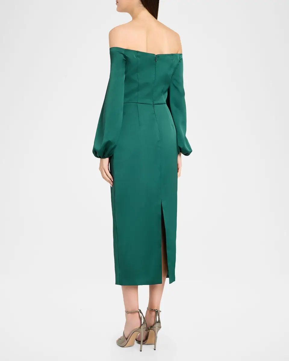 Ramy Brook Shiyan Off-Shoulder Stretch Satin Midi Dress | Thumbnail 3 Ramy Brook Shiyan Off-Shoulder Stretch Satin Midi Dress | Thumbnail 3