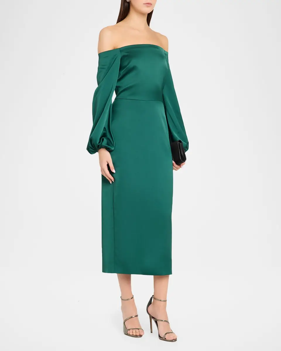 Ramy Brook Shiyan Off-Shoulder Stretch Satin Midi Dress | Thumbnail 4 Ramy Brook Shiyan Off-Shoulder Stretch Satin Midi Dress | Thumbnail 4