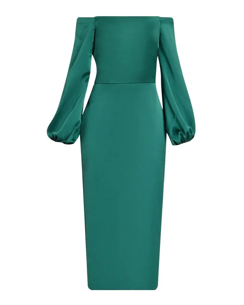 Ramy Brook Shiyan Off-Shoulder Stretch Satin Midi Dress