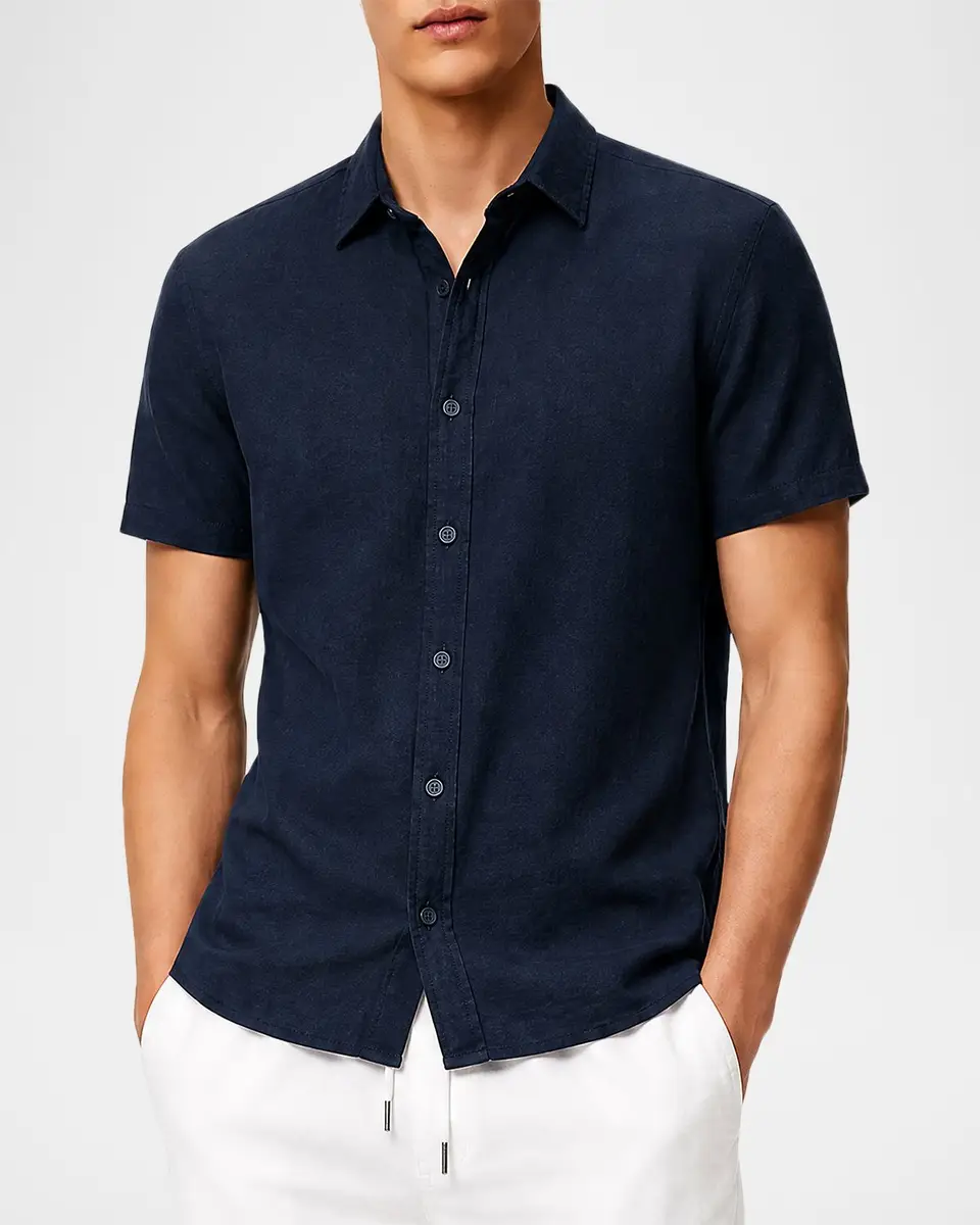 Onia Men's Stretch Linen Short-Sleeve Shirt | Thumbnail 3 Onia Men's Stretch Linen Short-Sleeve Shirt | Thumbnail 3