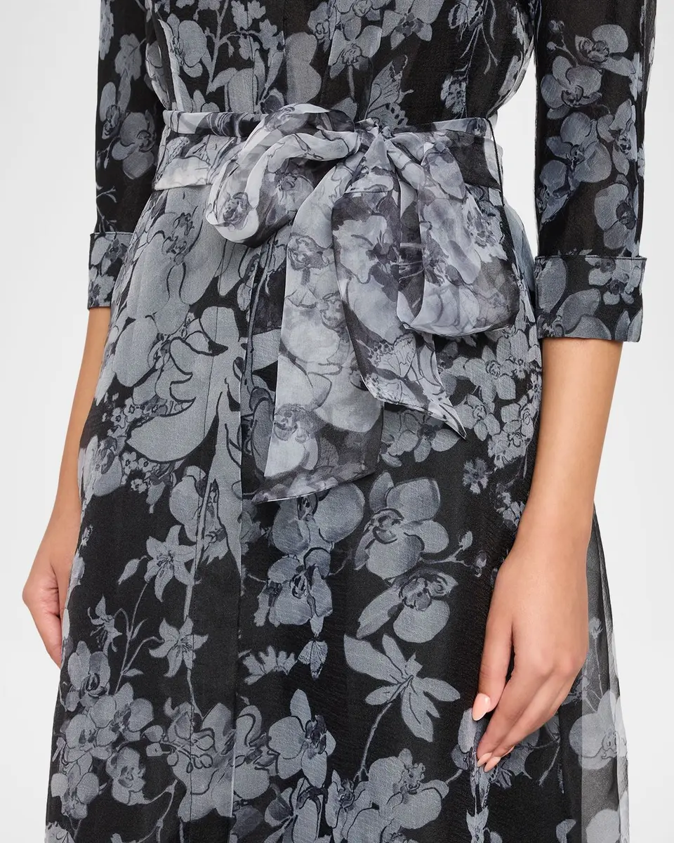 Rickie Freeman for Teri Jon Floral Organza Tie-Waist Shirt Gown | Thumbnail 5 Rickie Freeman for Teri Jon Floral Organza Tie-Waist Shirt Gown | Thumbnail 5