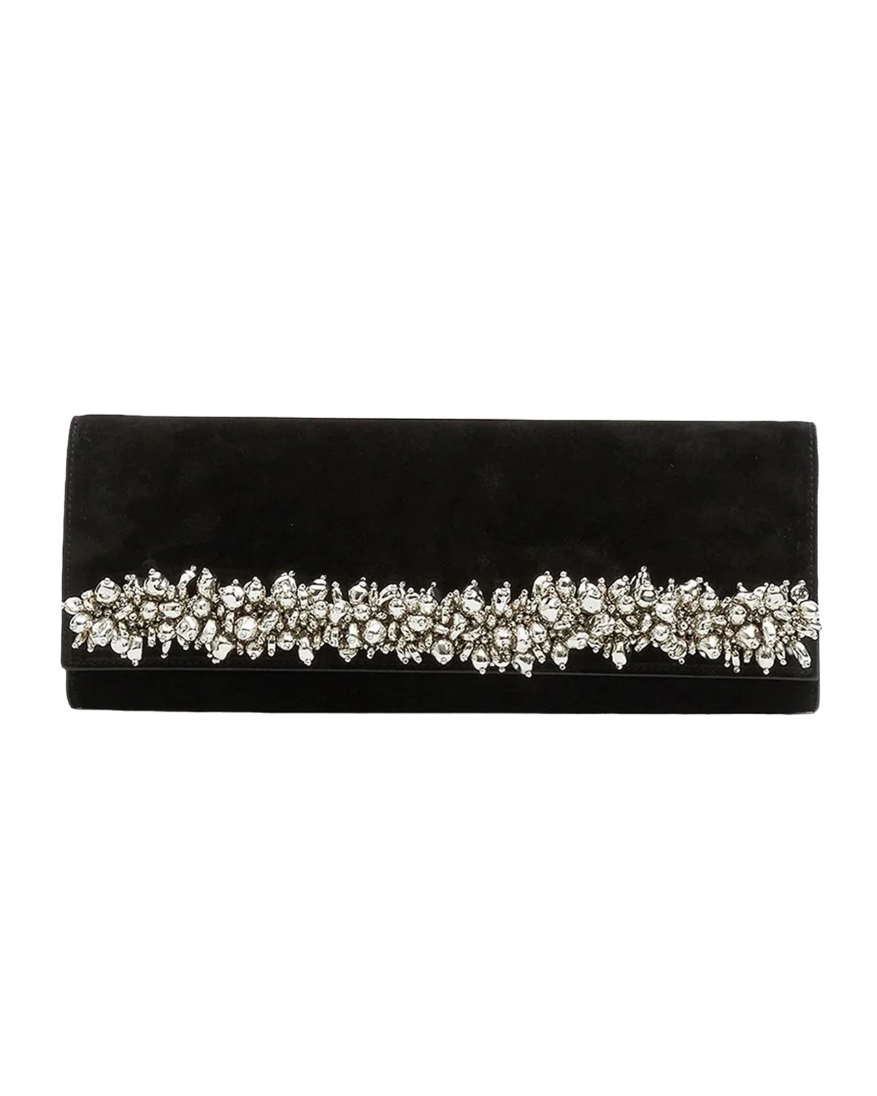 River Embellished Suede East-West Clutch